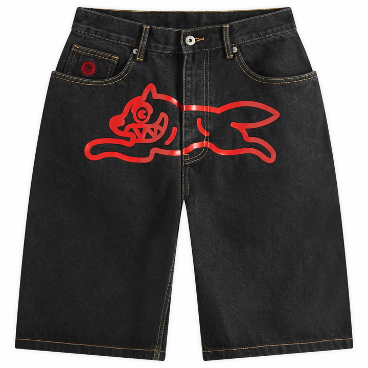 Photo: ICECREAM Men's Running Dog Denim Shorts in Black