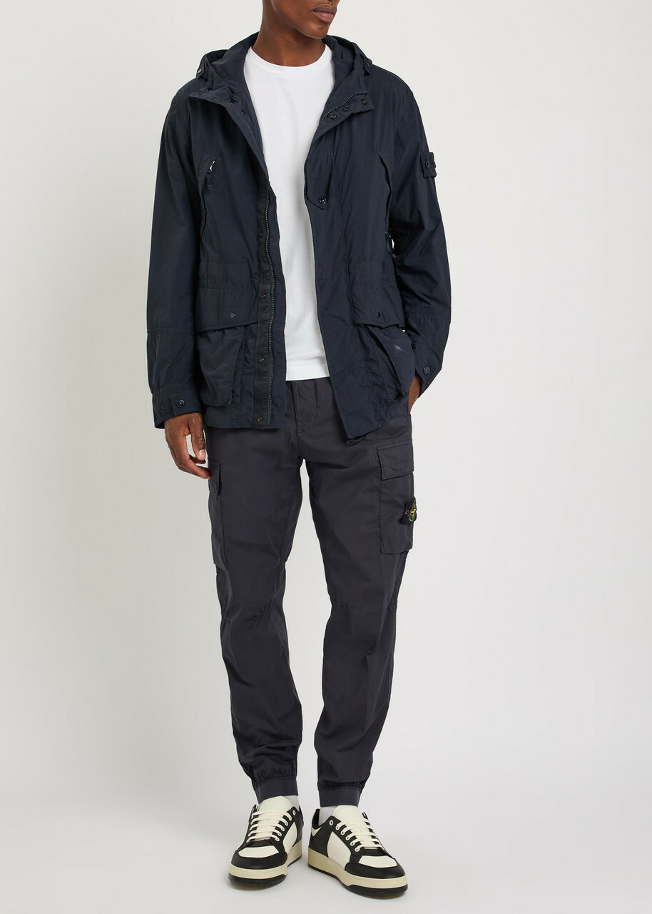Stone Island Ghost Hooded Nylon Parka Jacket Navy