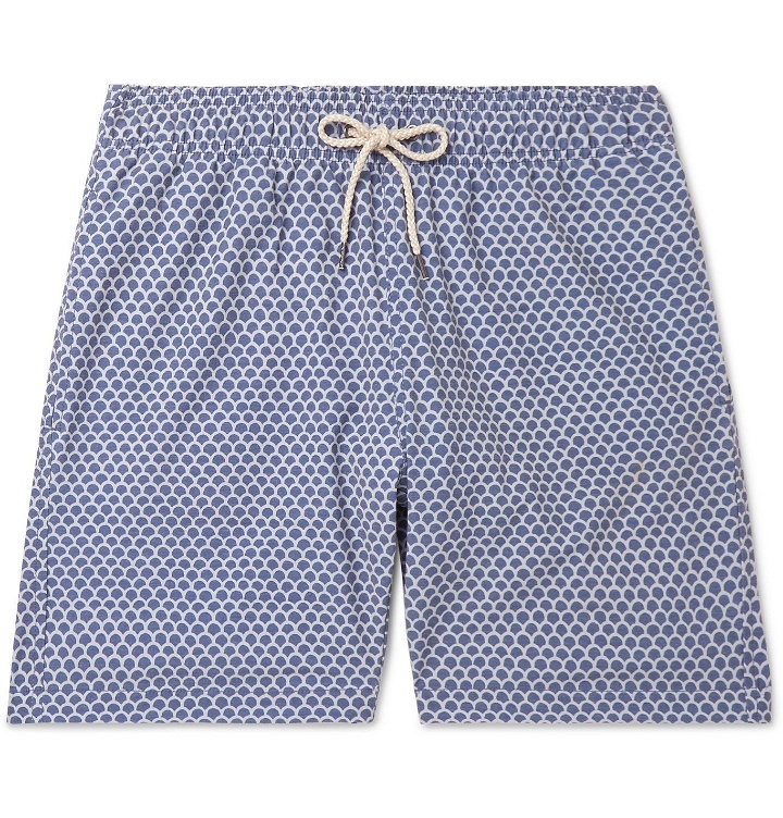 Photo: Faherty - Slim-Fit Mid-Length Printed Swim Shorts - Blue
