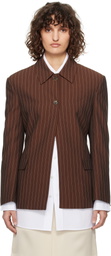 RECTO Brown Classic Collar Pin Stripe Single Jacket