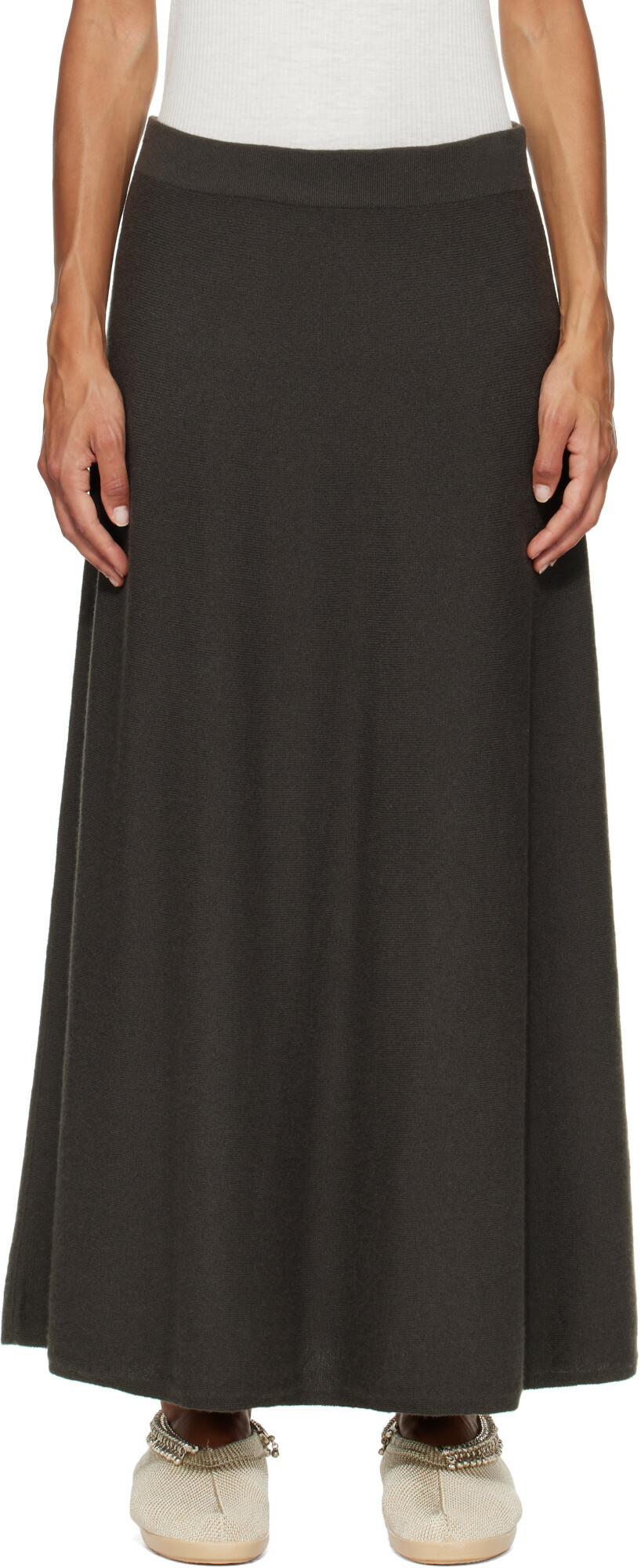 LISA YANG Gray Torie Midi Skirt