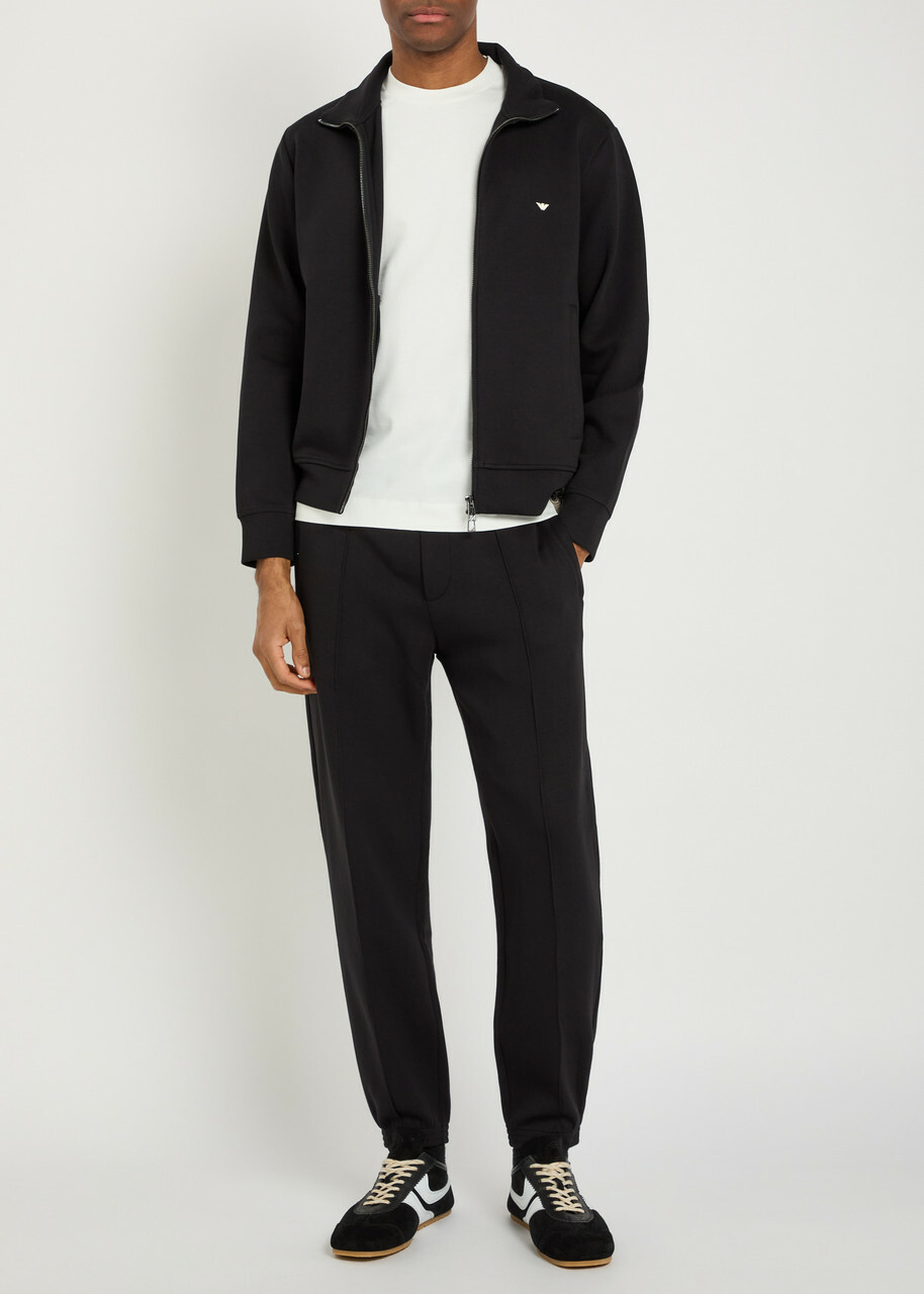 Emporio Armani Tapered-leg Jersey Sweatpants Black