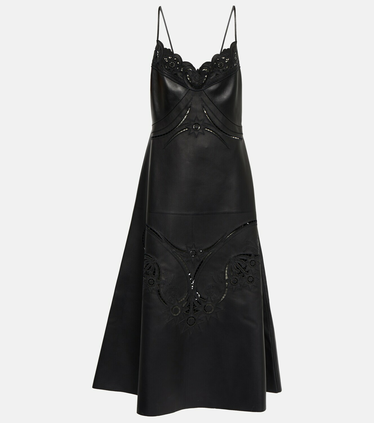 chloe leather dress Chloe Leather A-Line Midi Dress