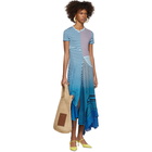 Loewe Blue Asymmetric Striped Tie-Dye Dress