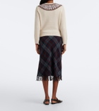 Dôen Elowette fringed plaid midi skirt