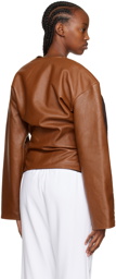 Jade Cropper Brown Reflective Leather Jacket
