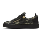 Giuseppe Zanotti Black and Green Camo Print Low-Top Sneakers