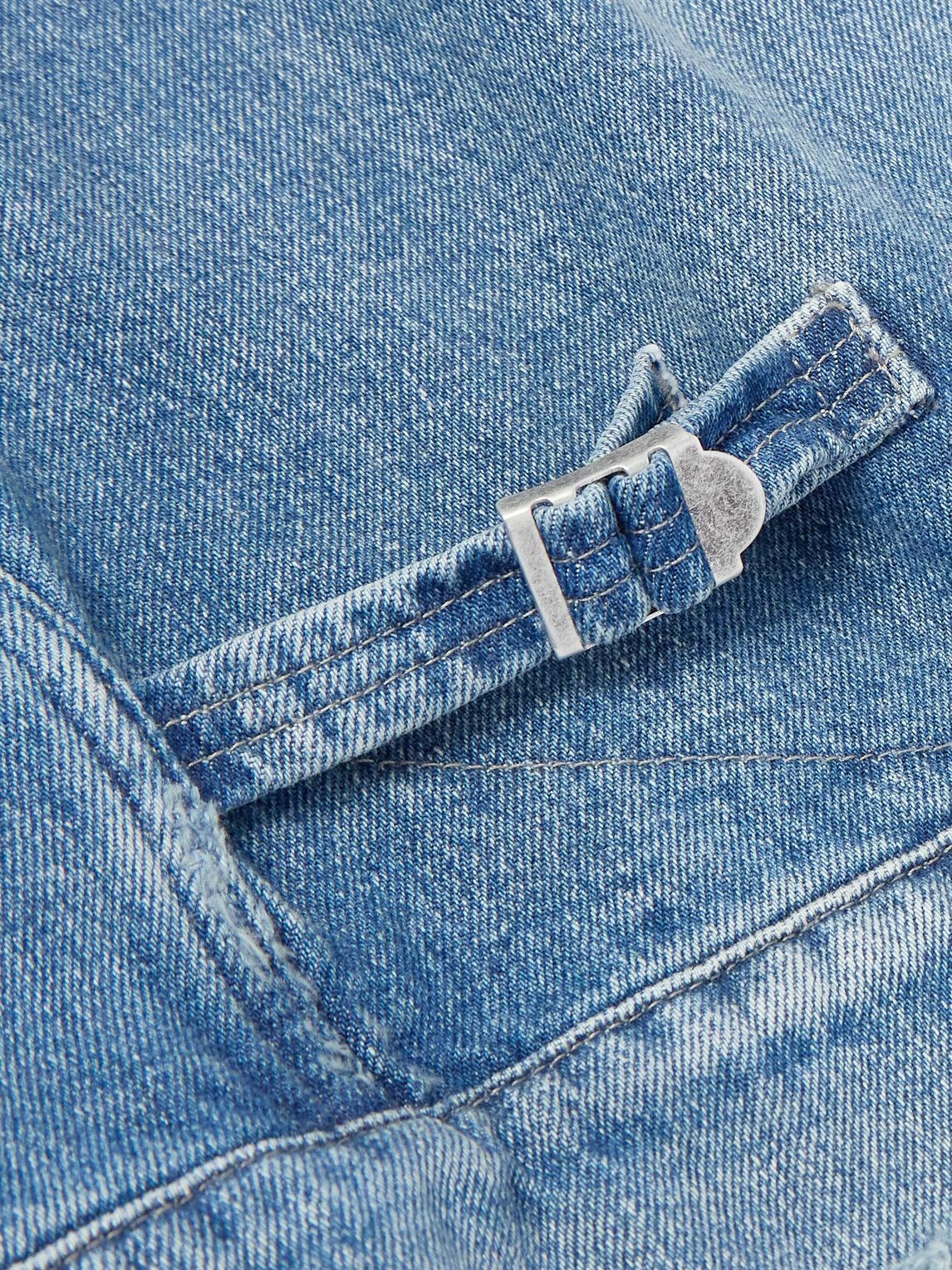 Maison Margiela - Distressed Corduroy-Trimmed Denim Jacket - Blue