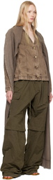 Masha Popova SSENSE Exclusive Brown Asymmetric Scarf Denim Jacket