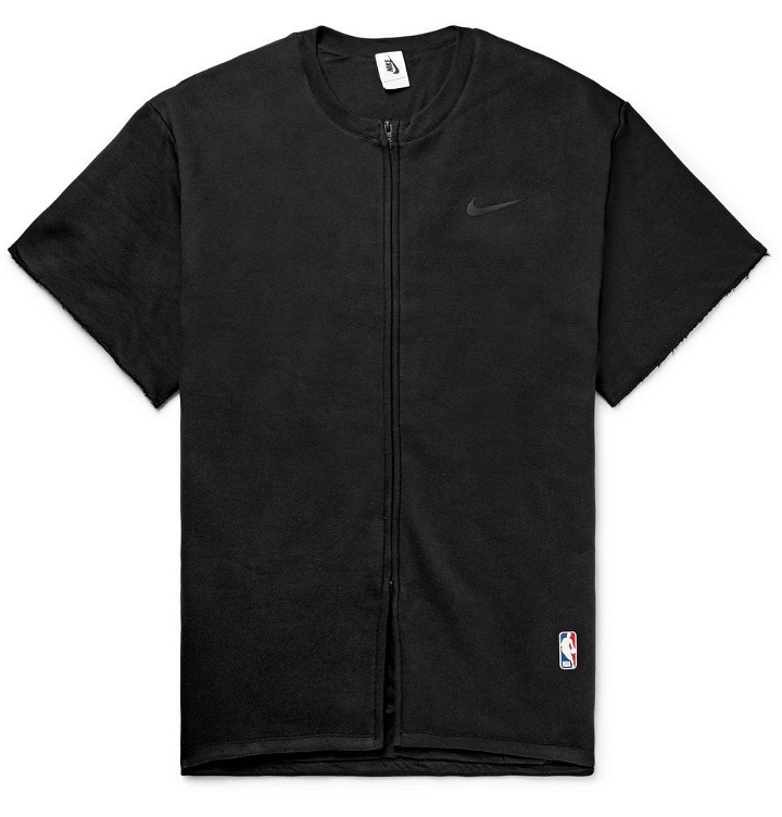 Photo: Nike - Fear of God Oversized Cotton-Blend Jersey Zip-Up T-Shirt - Black