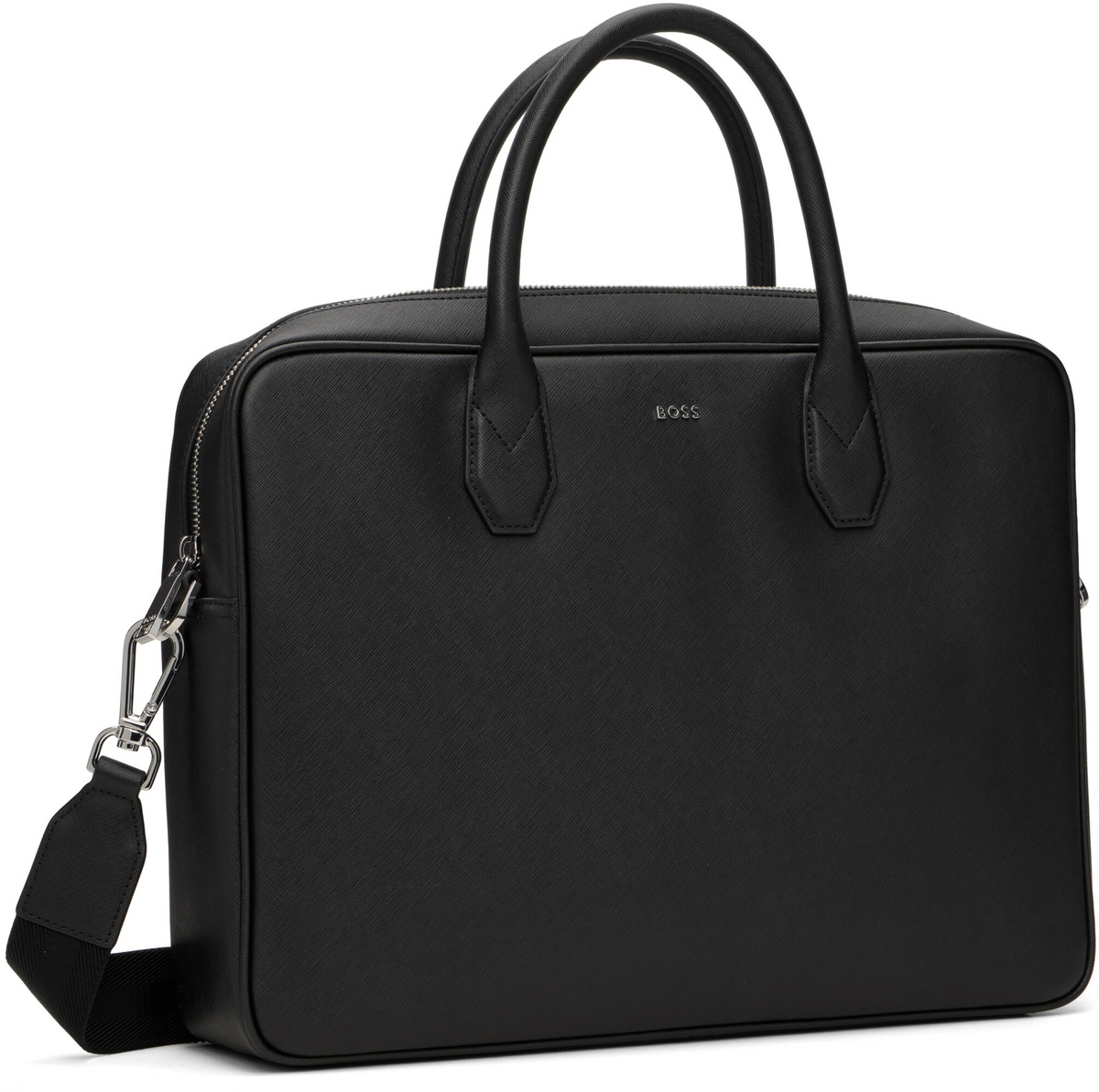 BOSS Black Logo Lettering Grained Briefcase