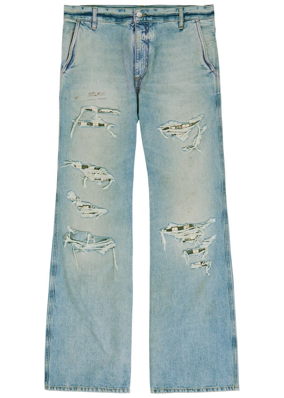 AMIRI - Slash Skinny-Fit Distressed Stretch-Denim Jeans - White Amiri