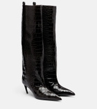 The Attico Lea croc-effect leather knee-high boots