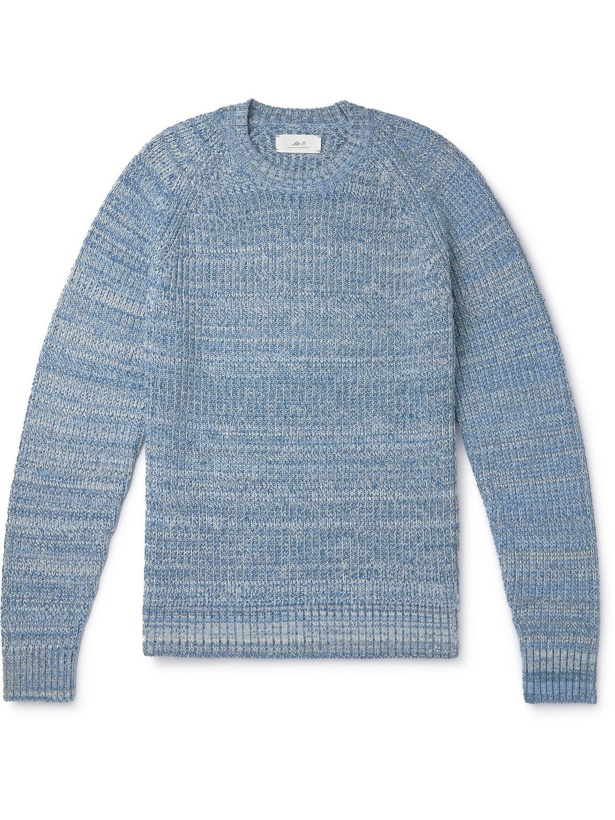 Photo: Mr P. - Twisted-Yarn Cotton and Wool-Blend Sweater - Blue