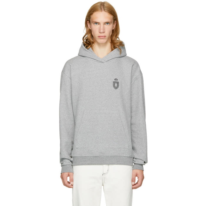 John Elliott Grey Oversized Cropped Strength and Conditioning Hoodie ...