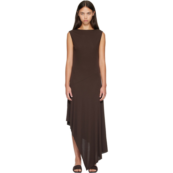 Photo: ALAÏA Brown Backless Jersey Crepe Midi Dress