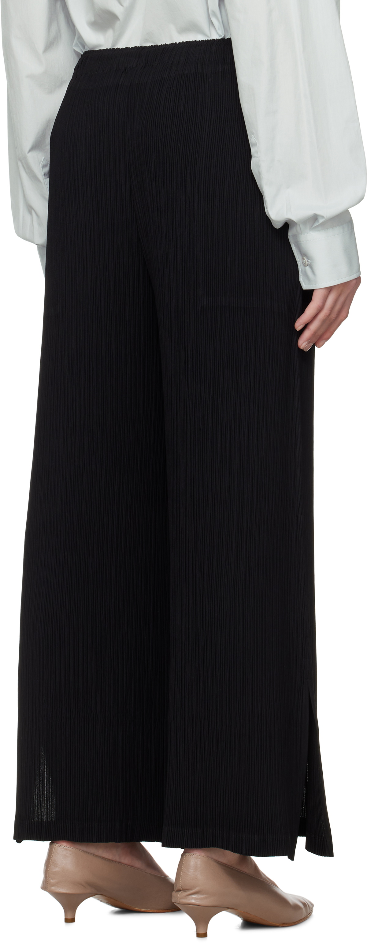 ISSEY MIYAKE Black Hatching Bottoms Trousers