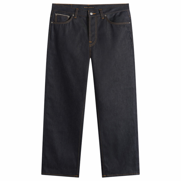 Photo: Nudie Jeans Co Men's Loud Larry Wide Leg Selvedge Denim Jeans in Dry Lightning Selv