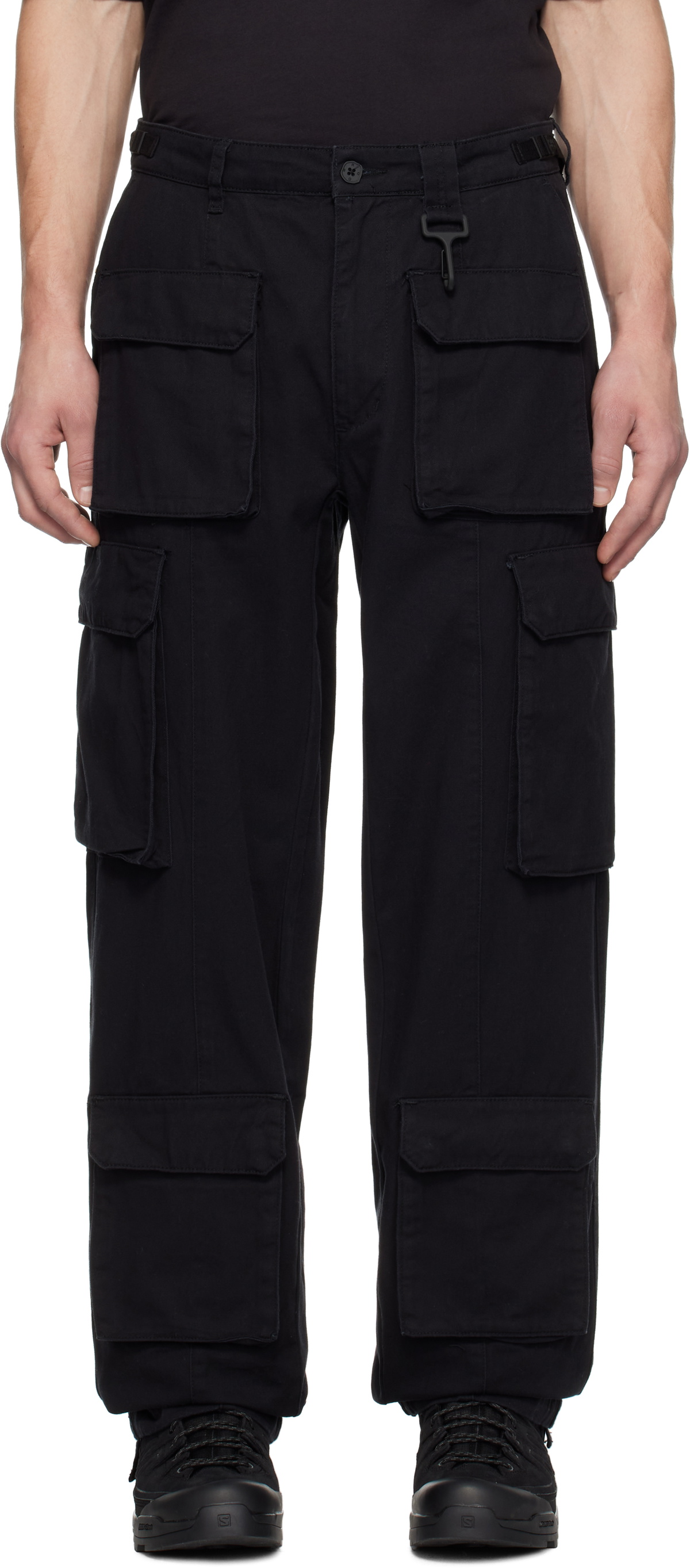 RCOS Black Cotton Cargo Pants