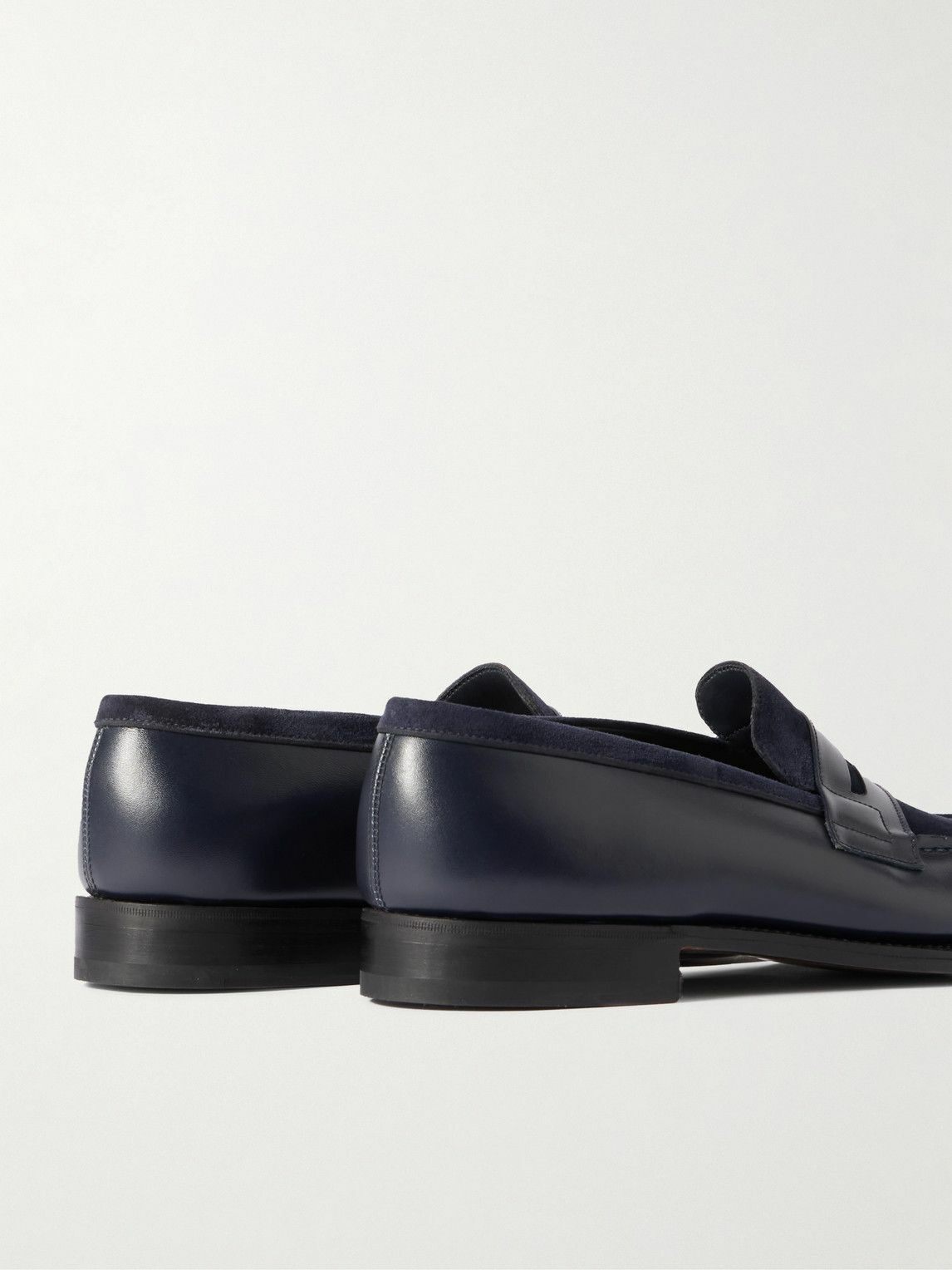 J.M. Weston - 180 Leather and Suede Penny Loafers - Blue