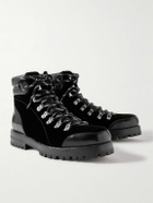 Manolo Blahnik - Janka Leather-Trimmed Velvet Hiking Boots - Black