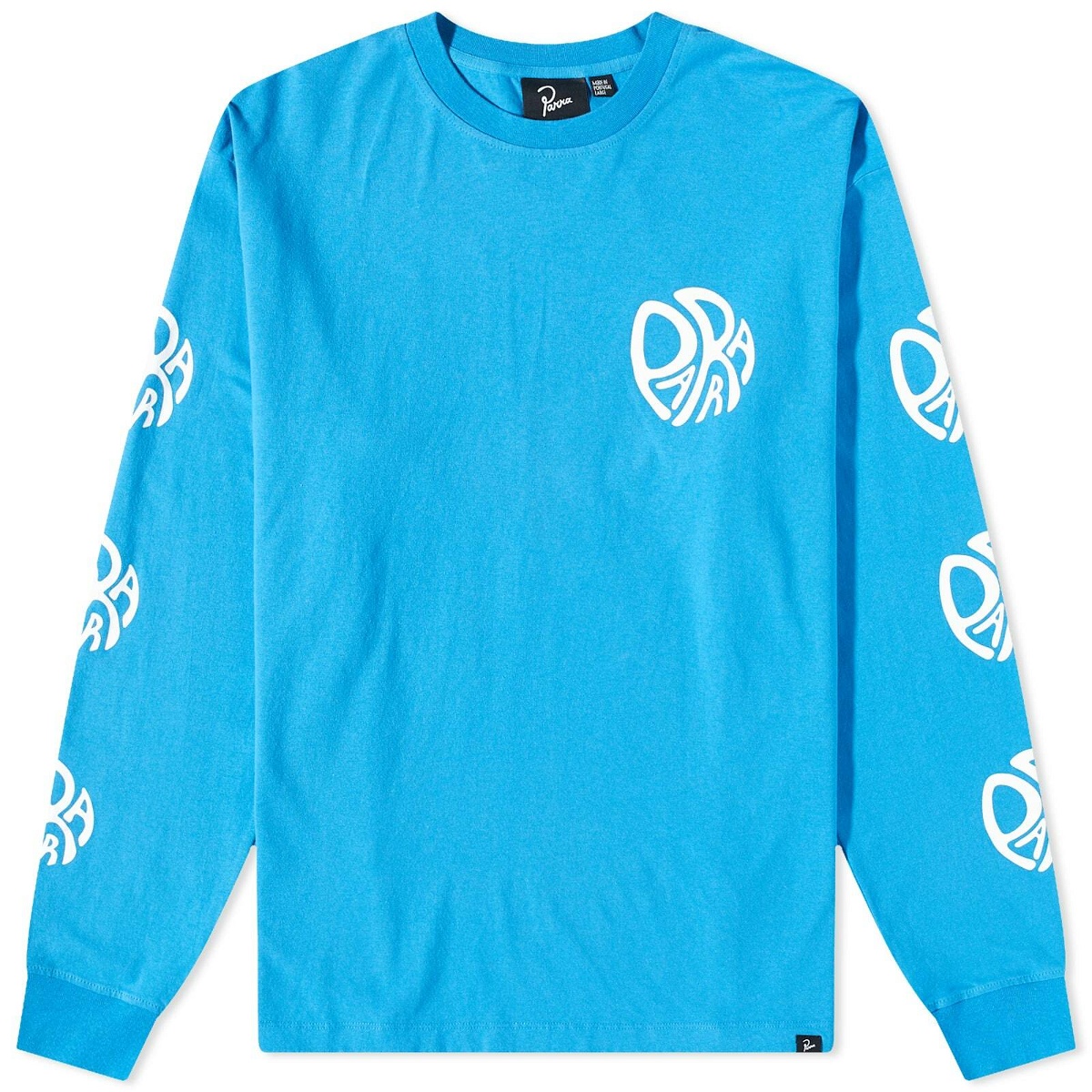 By Parra Men's Long Sleeve Circle Tweak Logo T-Shirt in Greek Blue By Parra