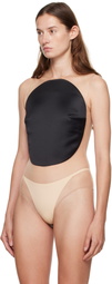 Courrèges Black Illusion Circle Satin Bodysuit