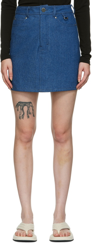 Photo: Maiden Name SSENSE Exclusive Indigo Lindsey Miniskirt