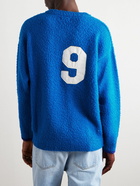 ERL - Appliquéd Brushed Knitted Sweater - Blue