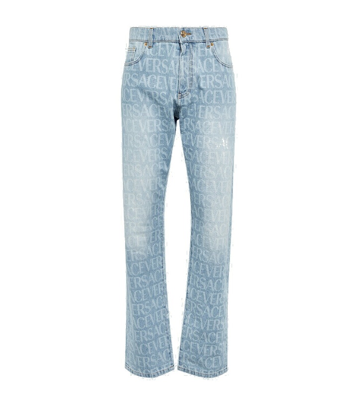 Photo: Versace Versace Allover mid-rise straight jeans