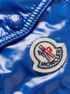 Moncler - Galion Logo-Appliquéd Quilted Glossed-Shell Hooded Down Jacket - Blue