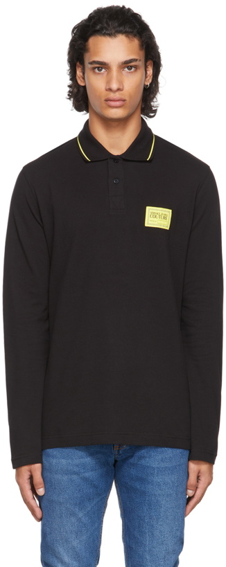 Photo: Versace Jeans Couture Black Patch Long Sleeve Polo