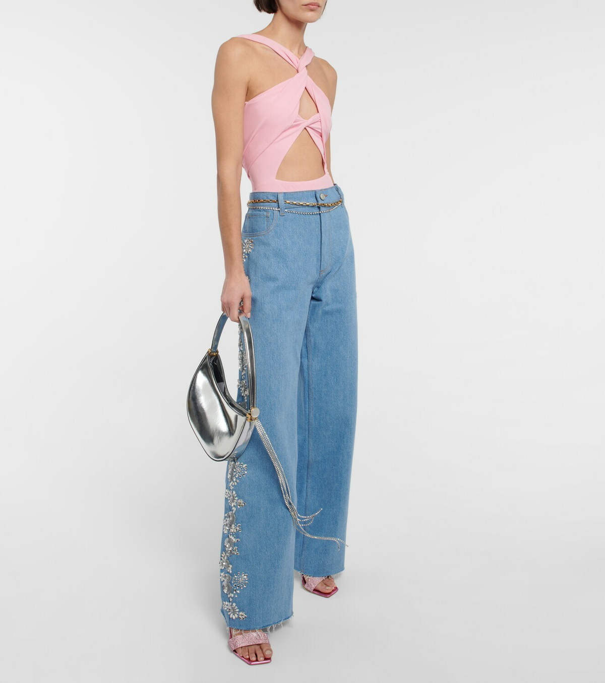 Magda Butrym - Embroidered wide-leg jeans