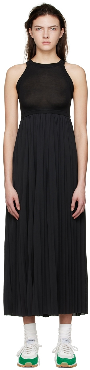 VAARA Black Polyester Midi Dress