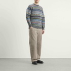 Jamieson's of Shetland Men's Jamiesons of Shetland Fair Isle Crew Knit in Grey/Blue/Green