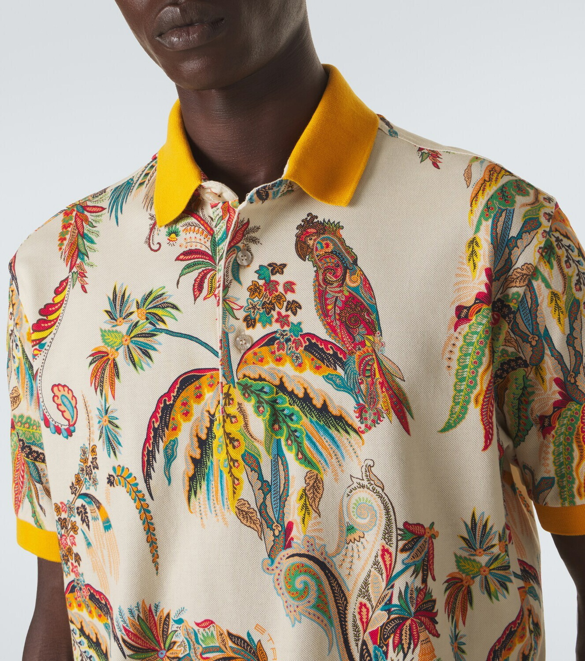 Etro Printed cotton piqué polo shirt