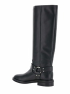 Via Roma 15 Black V-detailed Knee Boots In Leather Woman