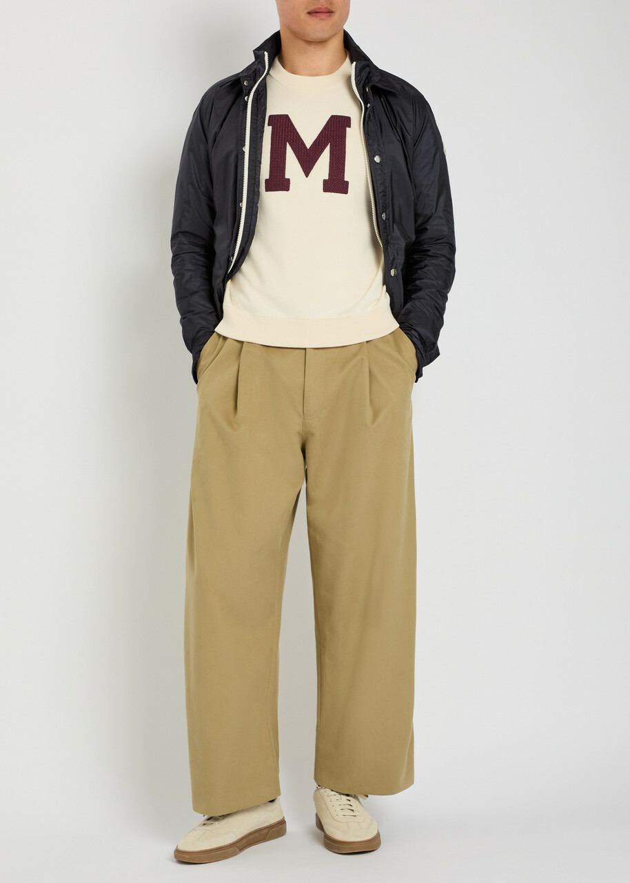 Moncler Logo-embroidered Cotton-blend Jumper Cream