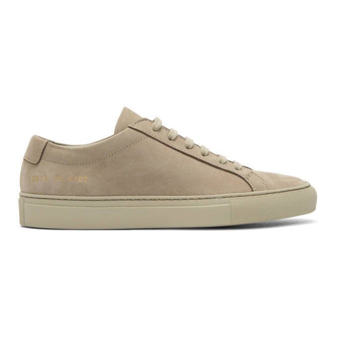 Photo: Woman by Common Projects Beige Nubuck Original Achilles Low Sneakers