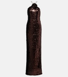 Magda Butrym Floral-appliqué sequined gown