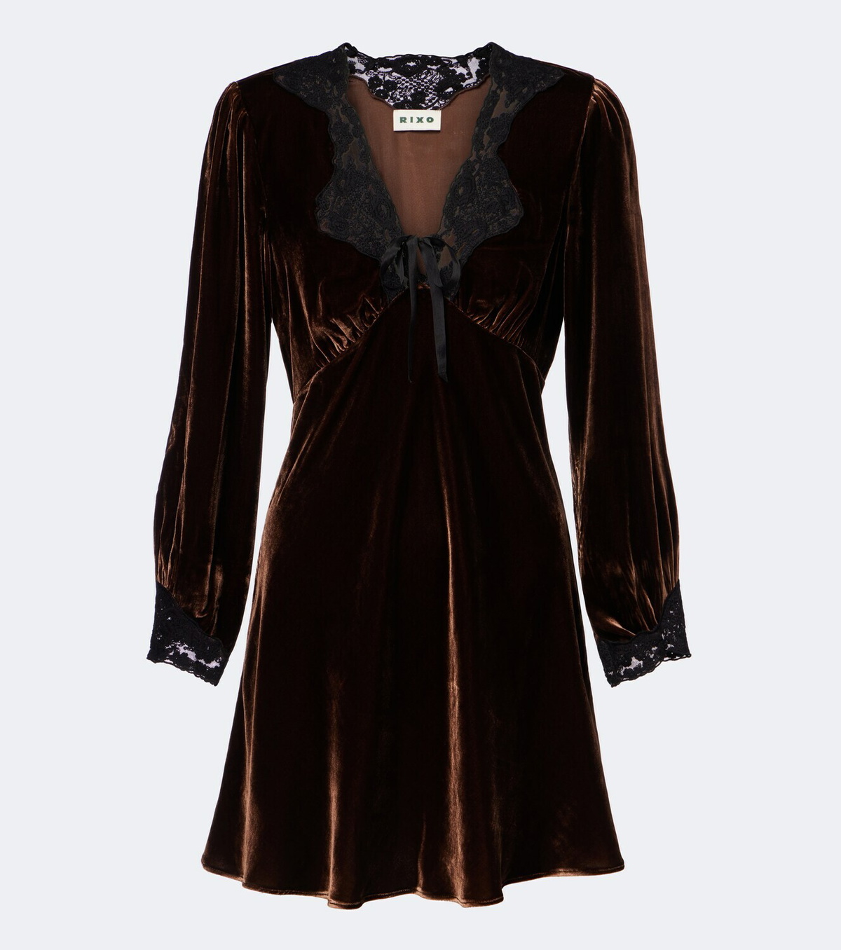 Rixo Carolina lace-trimmed velvet minidress