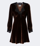 Rixo Carolina lace-trimmed velvet minidress