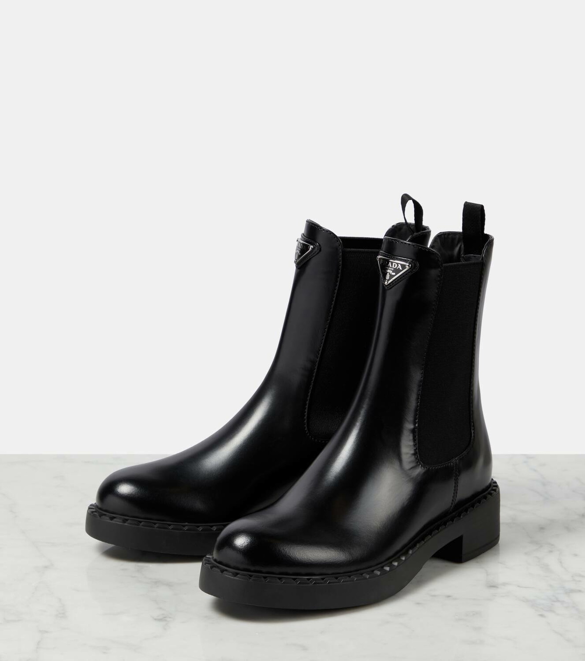 Prada Logo leather ankle boots
