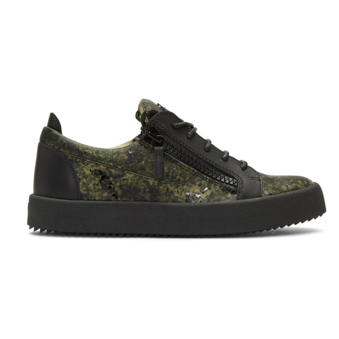 Photo: Giuseppe Zanotti Black and Green Camouflage May London Sneakers