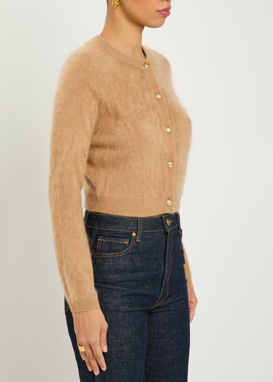 Alice + Olivia Dollie Brushed Cashmere-blend Cardigan Light Brown