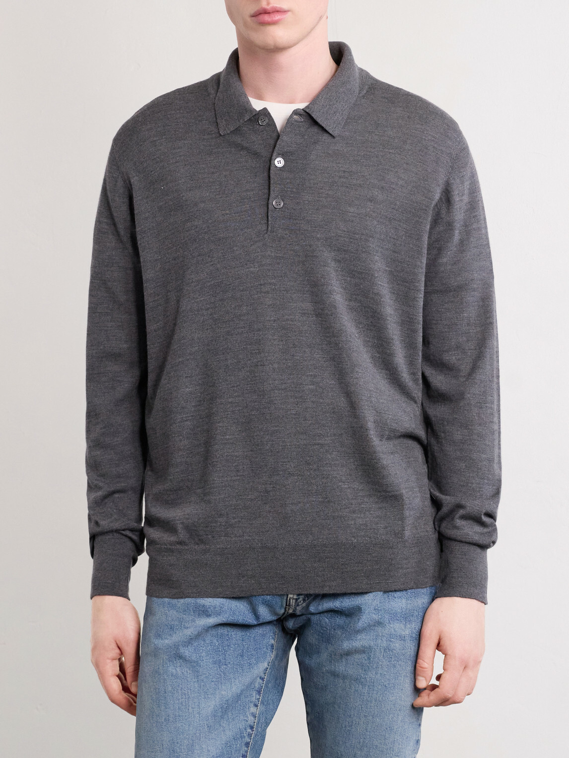 William Lockie - Virgin Wool Polo Shirt - Gray