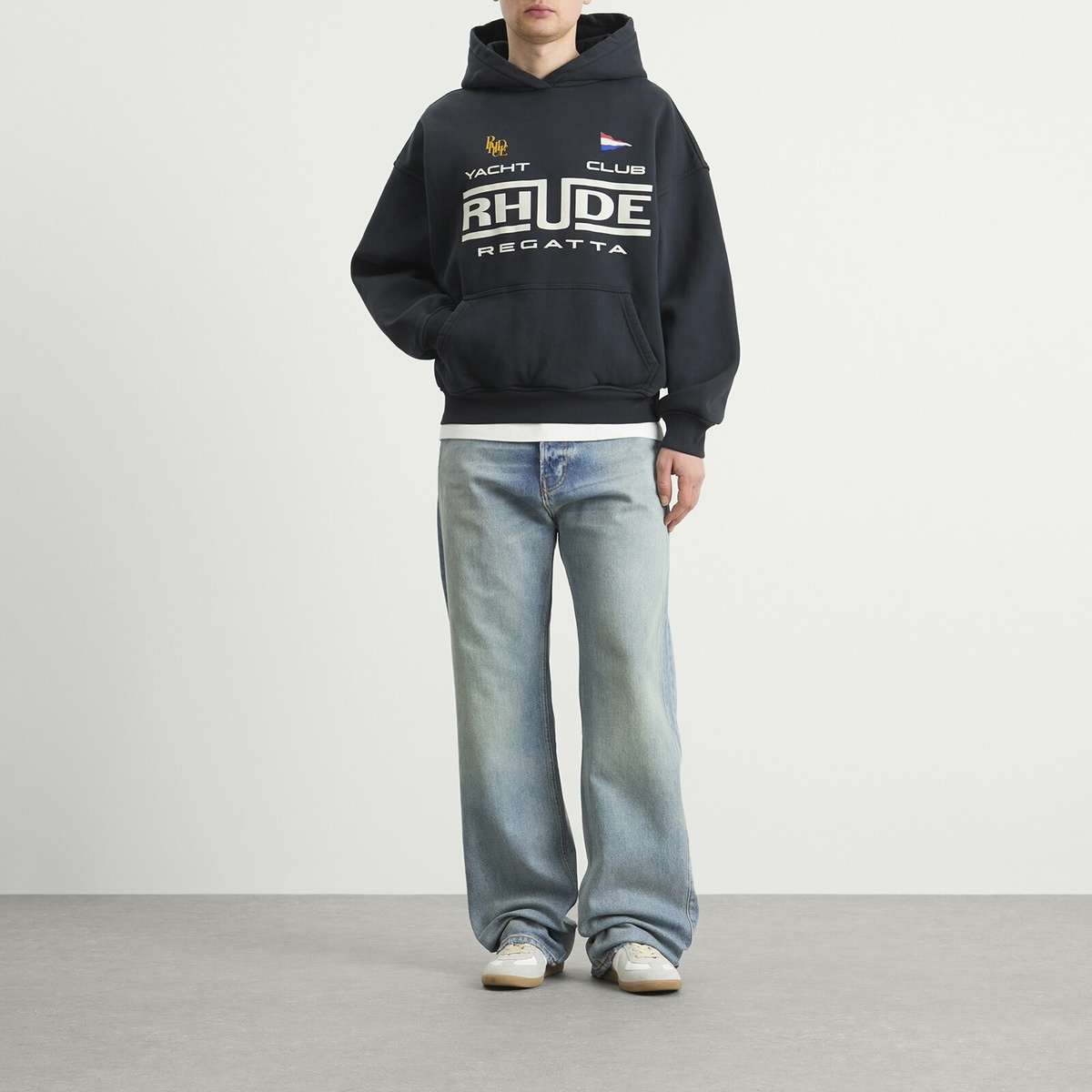 Rhude Men's Regatta Club Hoodie in Vintage Black/White