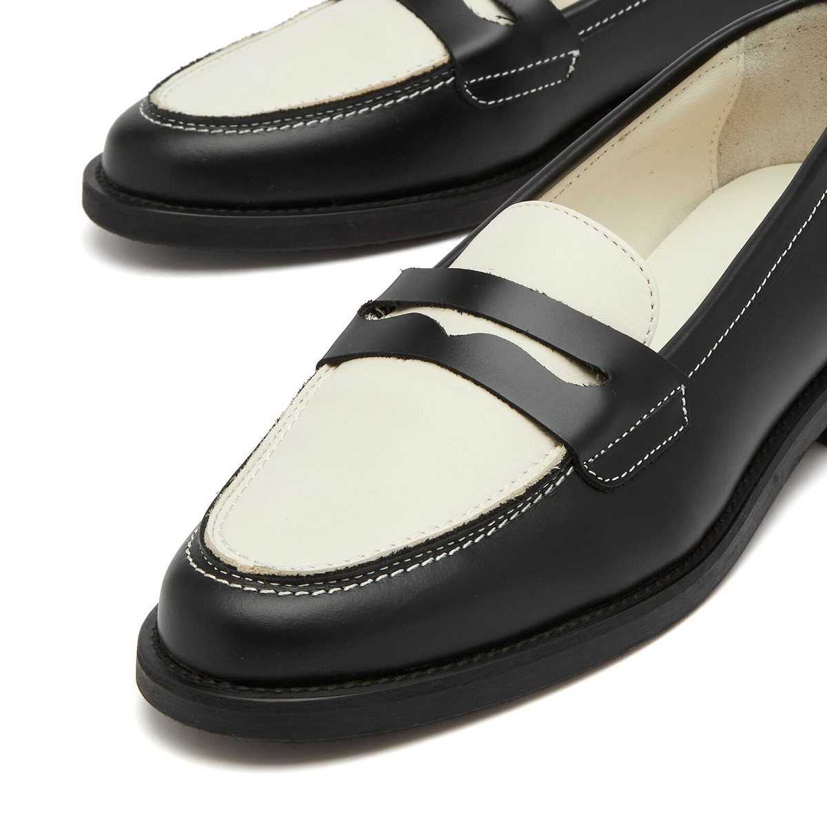 Duke + Dexter Women's Wilde Black X White Penny Loafer in Multi