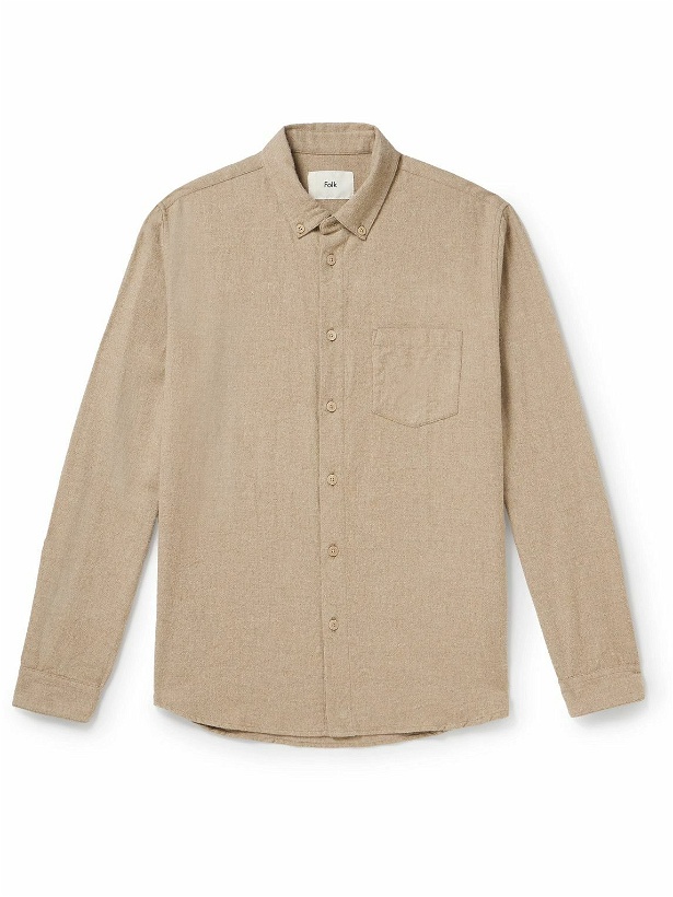 Photo: Folk - Button-Down Collar Cotton-Flannel Shirt - Brown
