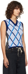 Marni Blue Argyle Half & Half Vest